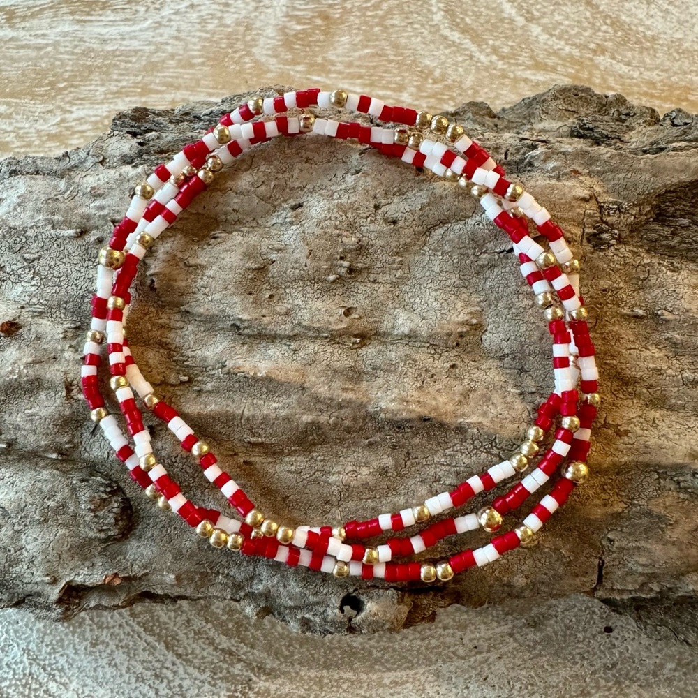Alabama stack 3 miyuki seed bead bracelets with 2 mm 14k gold filled beads
